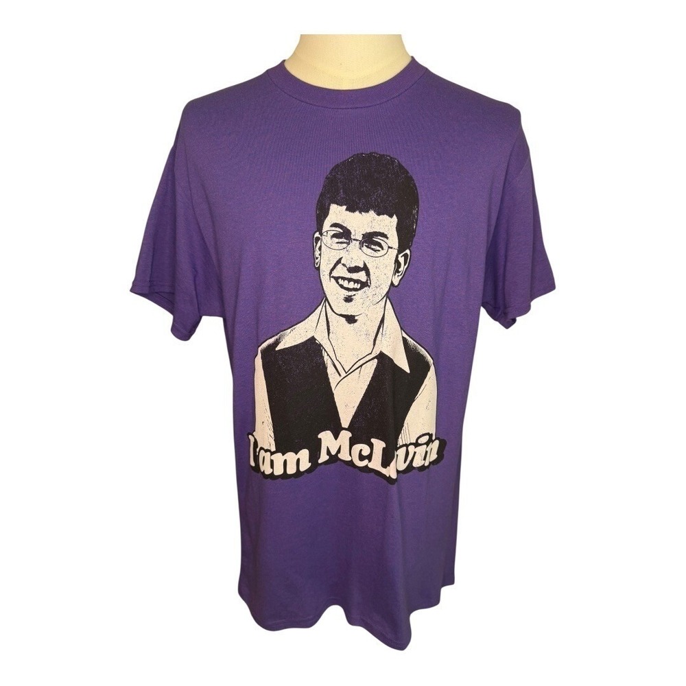 Superbad McLovin Movie T Shirt Purple Graphic Tee Comedy Film Small NWT